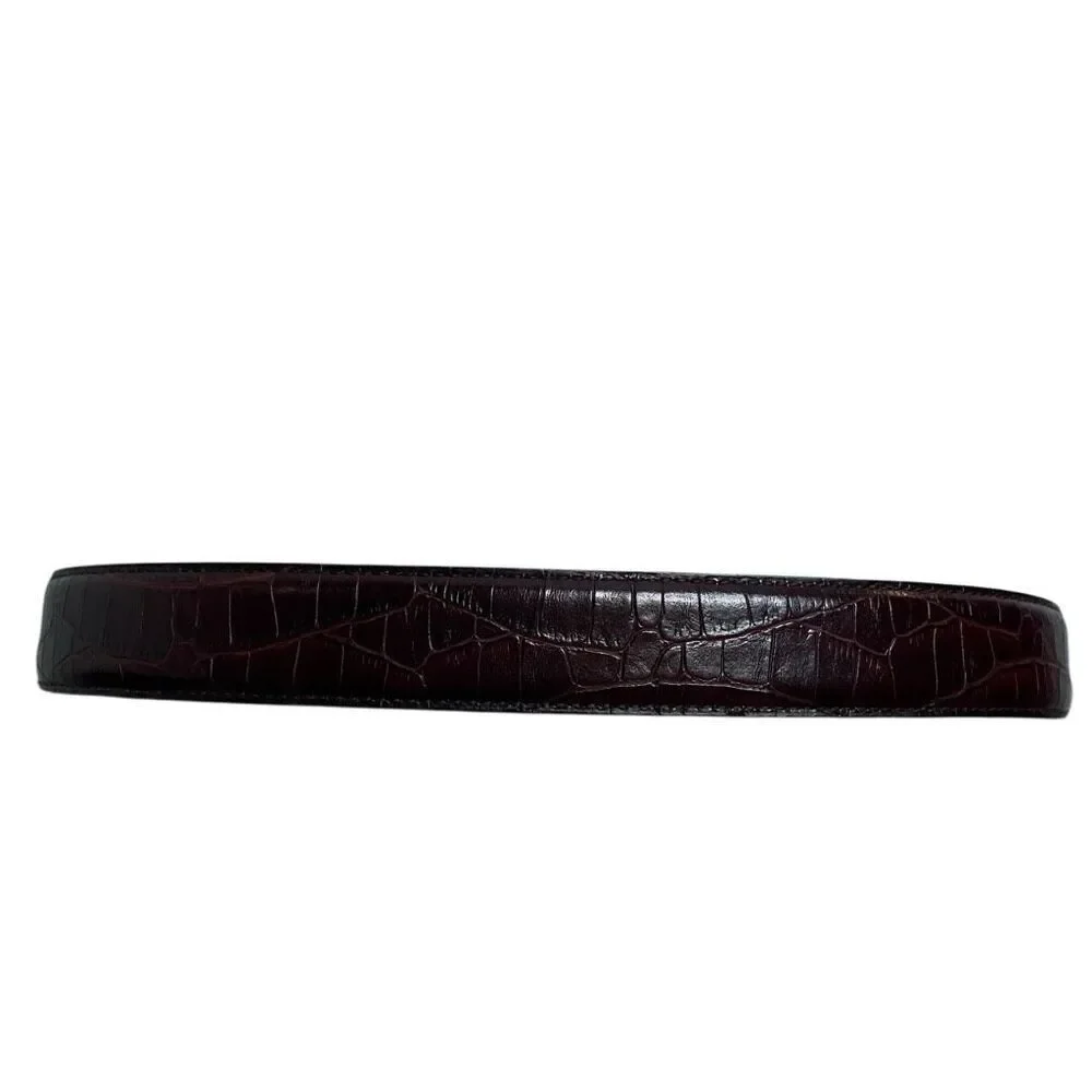 Lake Shore Drive Womens Reversible Belt M Smooth Black Brown Croc Silver Scroll